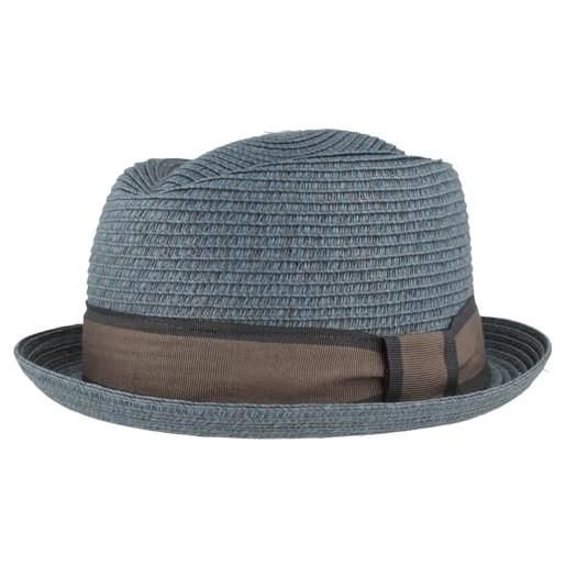 Hut Breiter breiter cappello di paglia trilby, cappello estivo pork pie, cappello da sole 100% carta stropicciabile, set colorato delicato sulla pelle e confortevole, blu alla moda, l