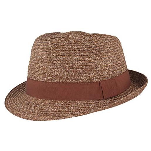 Hut Breiter cappello di paglia trilby | cappello estivo | cappello da sole - retrattile con fascia in grosgrain monocolore - particolarmente leggero, flessibile, delicato sulla pelle e comodo beige. M