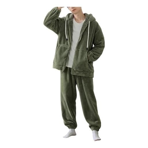 Generic set di pigiami da uomo in flanella maschile set di abbigliamento da sonno per sonnotteri con