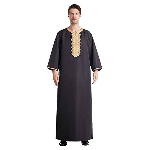 RUMAOZIA abiti musulmani uomo abbigliamento da preghiera per uomini caftano musulmano uomini abbigliamento arabo islamico manica lunga jalabiya abito abaya uomini medio oriente arabi vestiti lunghi, o