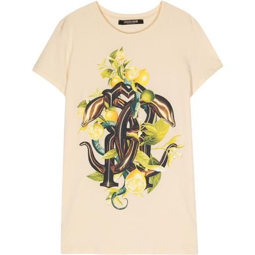 Roberto Cavalli t-shirt con monogramma - toni neutri