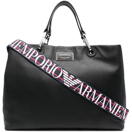 Emporio Armani borsa tote con placca logo - nero