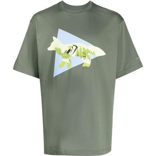 Maison Kitsuné t-shirt con stampa x and wander - verde