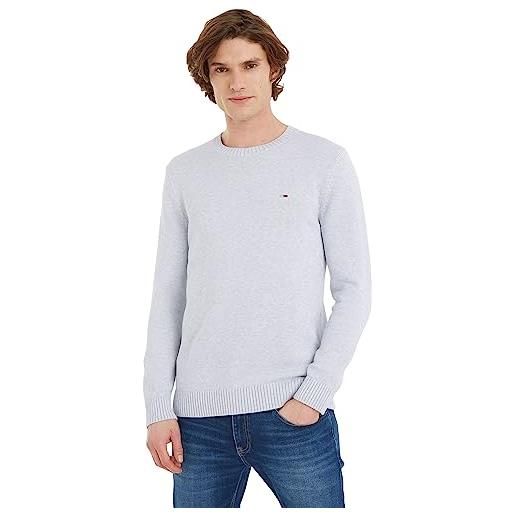 Tommy Jeans tjm essential crew neck sweater, maglione uomo, grigio (silver grey htr), xs