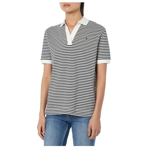 Tommy Hilfiger maglietta polo maniche corte donna regular fit, bianco (ecru), xs