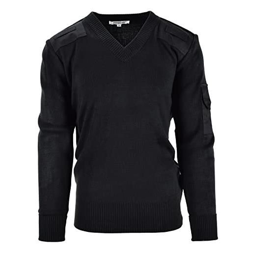 Militar maglione originale della polizia britannica nero con scollo a v manica lunga da uomo pullover militare di sicurezza maglione, nero, xl