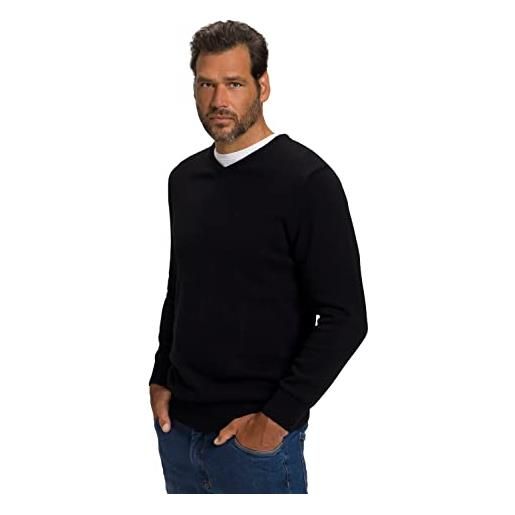 JP 1880 maglione basic con scollo a v, nero, xxx-large uomo
