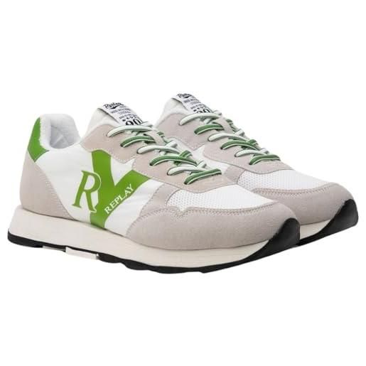 Replay arthur ry 2, scarpe da ginnastica uomo, 071 white green, 44 eu