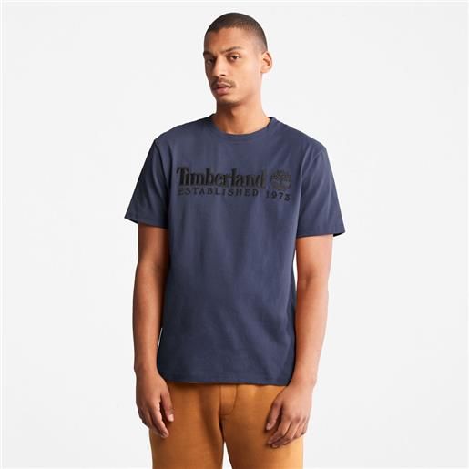 Timberland t-shirt con logo heritage outdoor da uomo in blu marino blu marino