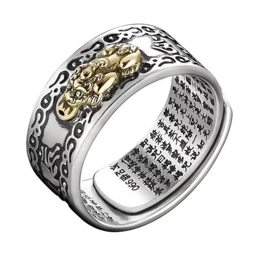 BDUBZ anelli mantra feng shui pixiu in argento sterling anello ricchezza buona fortuna anello regolabile anello buddista tibetano