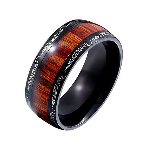 Beydodo anello da uomo in titanio con anello in legno marrone rotondo gotico nero e titanio, 57 (18.1), colore: nero marrone, cod. Cfbeydodollt09jz754
