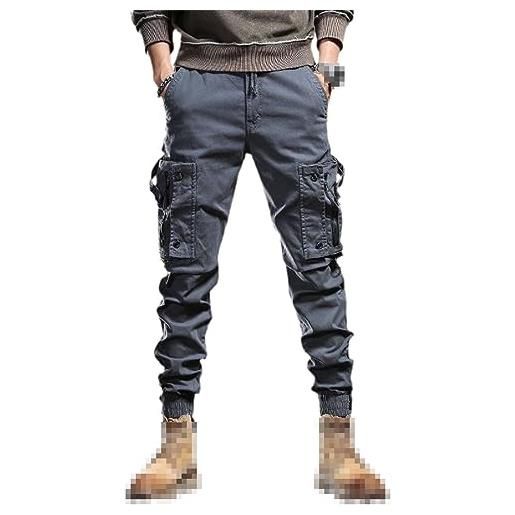 Vogrtcc pantaloni da uomo pantaloni cargo pantaloni con tasche con cerniera slim gray xl