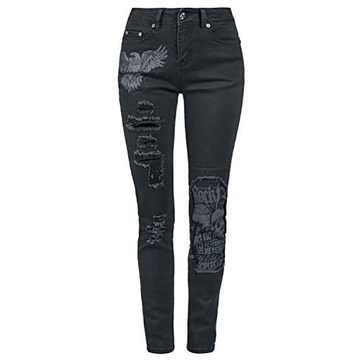 Rock Rebel by EMP donna jeans con stampe e strappi w30l30