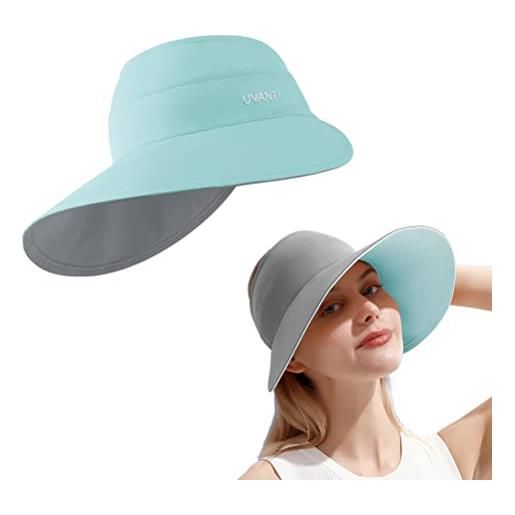 Fencelly cappello pieghevole con visiera parasole a tesa larga, protezione dai raggi uv, per estate, all'aperto, spiaggia, tennis, taglia regolabile
