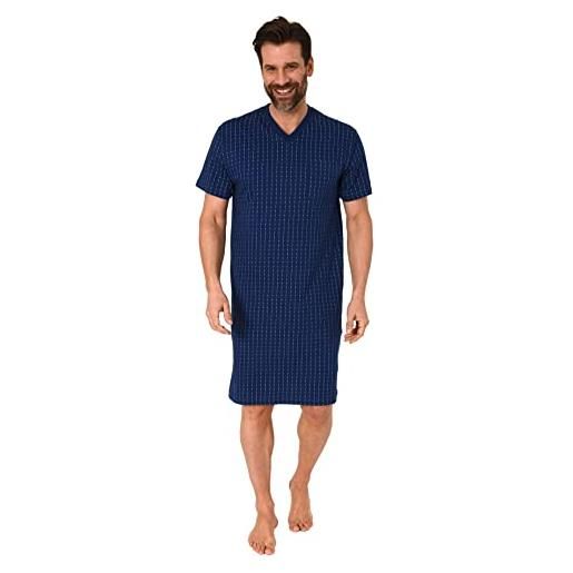 Normann camicia da notte da uomo, a maniche corte, effetto a righe, anche in taglie forti, blu marino, x-large