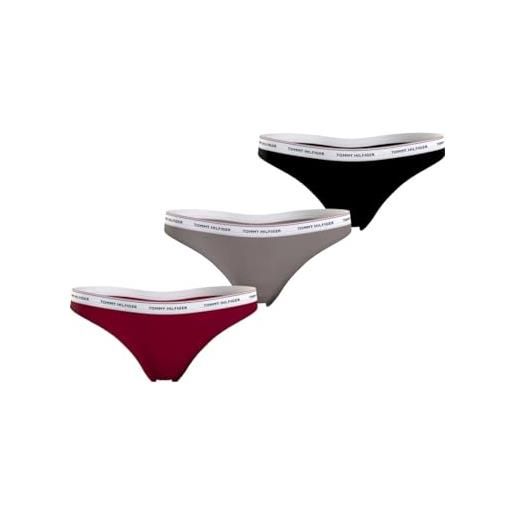 Tommy Hilfiger 3 pack thong (ext sizes), donna infradito, rouge/oat milk/black, s