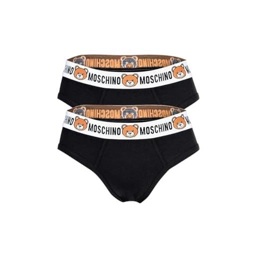 MOSCHINO set di 2 slip in jersey stretch con banda elastica teddy bear personalizzata con logo moschino. Vestibilità regolare nero xs