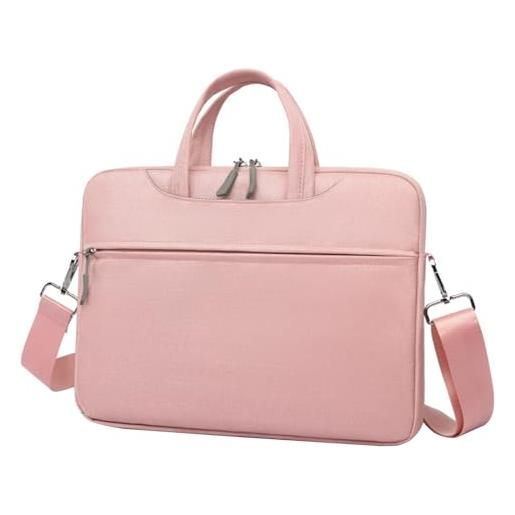 Aliuciku laptop spalla borsa 13.3 14 15.6 17.3 pollici borsa da trasporto impermeabile cartella borsa porta pc con manico (color: pink, size: 17.3 inch)