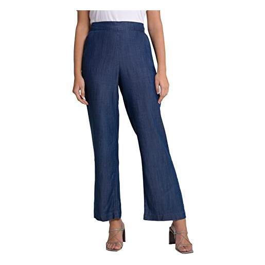 Ulla popken pantaloni lyocell, effetto, gamba dritta, elastico in vita, blu jeans scuro, 32w / 32l donna