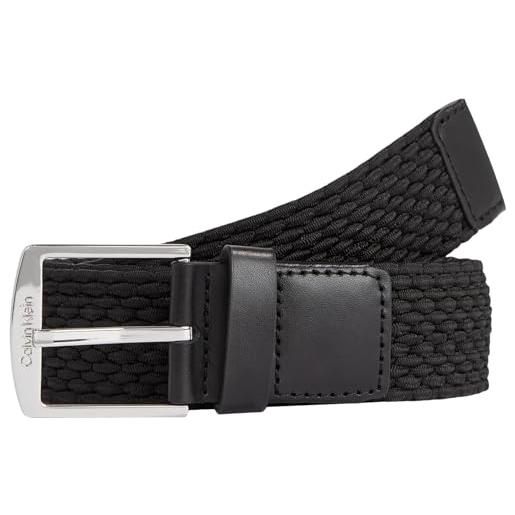Calvin Klein cintura uomo ck casual braided intrecciata, nero (ck black), 115 cm