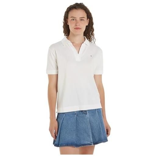 Tommy Hilfiger maglietta polo maniche corte donna regular fit, bianco (ecru), xs