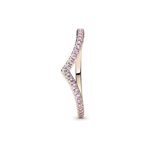 Pandora timeless anello wish sparkling pink placcato in oro rosa 14 k con zirconi cubici rosa fairy tale, 50