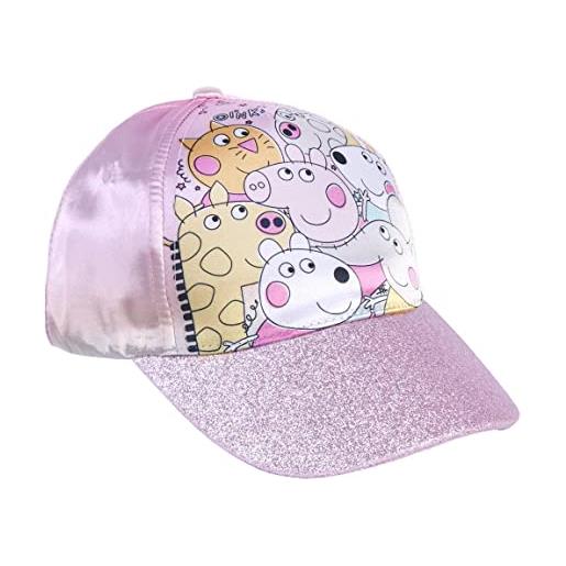 CERDÁ LIFE'S LITTLE MOMENTS cappello con visiera curva di peppa pig e i suoi amici - rosa - da 4 a 8 anni - con materiale brillante - berretto per bambini con strappo sul retro regolabile - prodotto originale ideato in spagna