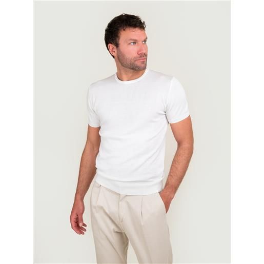 ANDREA MORANDO t-shirt girocollo in cotone color latte