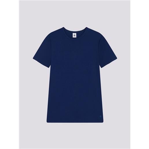 PETIT BATEAU t-shirt blu l'iconique cocotte in cotone donna