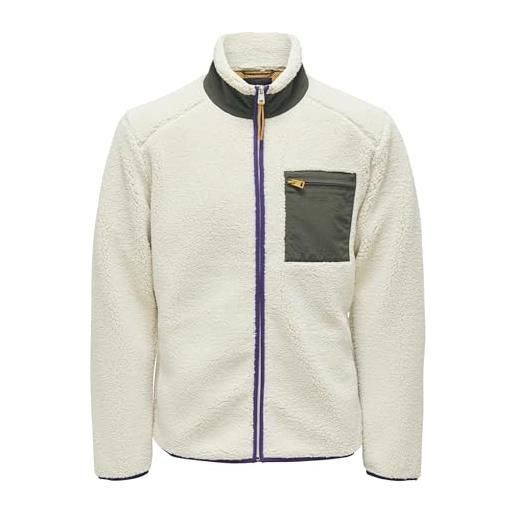 Only & sons onsdallas-giacca sherpa otw vd pile, silver lining/detail: peat/violet indaco, s uomo