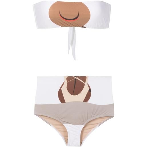 Amir Slama set bikini con stampa - marrone