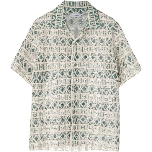 Amir Slama camicia semi trasparente con ricamo - verde