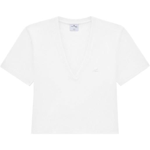 Courrèges t-shirt con applicazione logo - bianco