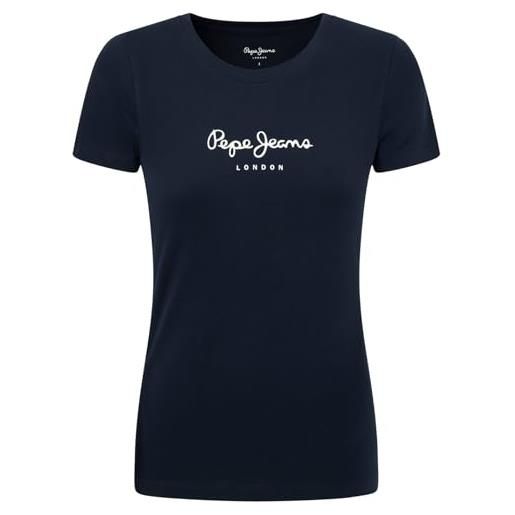 Pepe Jeans new virginia maglietta da donna slim fit a maniche corte, nera, s