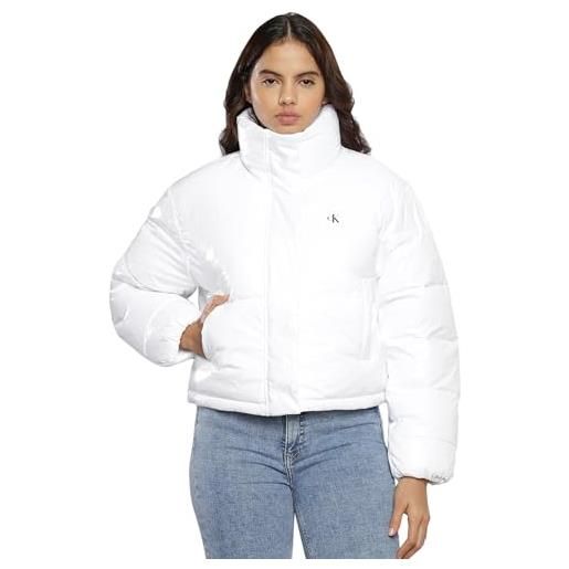 Calvin Klein Jeans giacca donna cropped shiny puffer giacca invernale, bianco (bright white), l