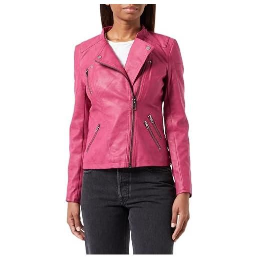 Only onlava faux leather biker otw noos, giacca donna, cerise, 38