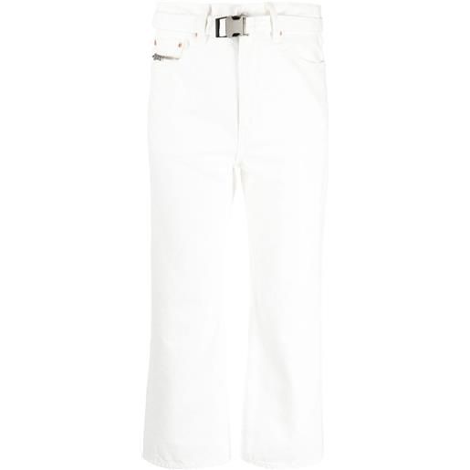 sacai jeans crop a vita media - bianco