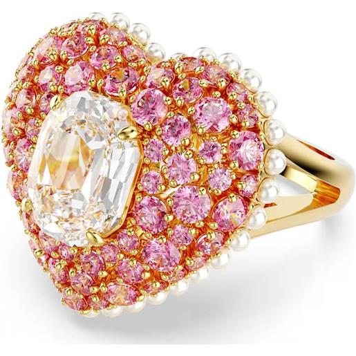 SWAROVSKI anello hyperbola, cuore, rosa, placcato oro 50-55