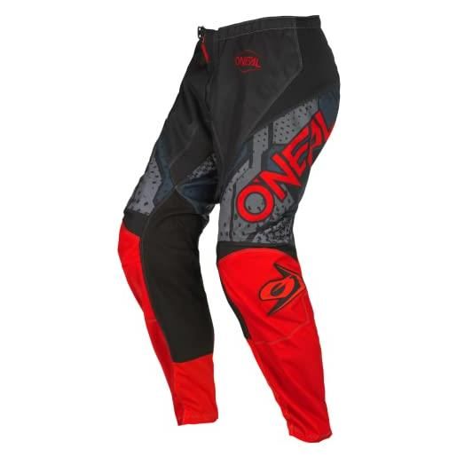 O'NEAL | pantaloni motocross | enduro mx | massima libertà di movimento, design leggero, traspirante e resistente | pantaloni element camo v. 22 | adulto | nero rosso | taglia 34/50