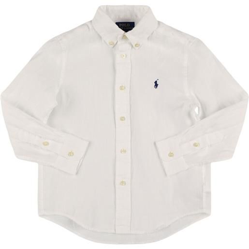 RALPH LAUREN camicia in lino con ricamo logo