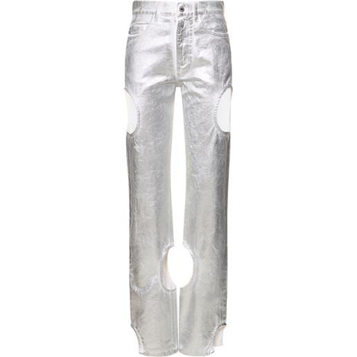 OFF-WHITE jeans meteor in denim di cotone lamé
