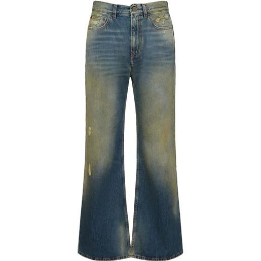 PALM ANGELS jeans bootcut in denim di cotone acid washed