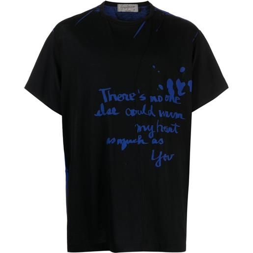 Yohji Yamamoto t-shirt girocollo con stampa - nero