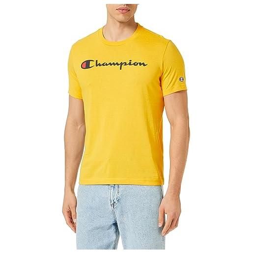 Champion legacy american classics - s-s crewneck t-shirt, giallo, l uomo fw23