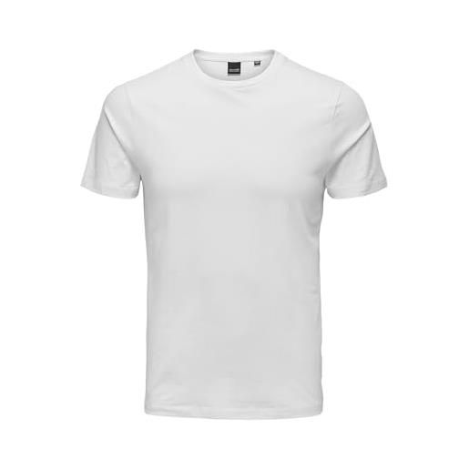 Only & Sons onsbasic slim o-neck 2-pack noos t-shirt, uomo, bianco, m
