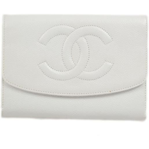 CHANEL Pre-Owned - portafoglio cc 1998 - donna - pelle caviar - taglia unica - bianco