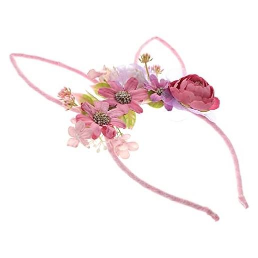 HAPINARY per orecchie da coniglio copricapo di compleanno di fiori per coniglietto cerchietti bambina tiara fasce per fasce per le donne orecchio