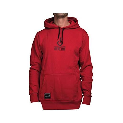 Nitro uomo offline m hoodie ´21 felpa con cappuccio, red, l regular