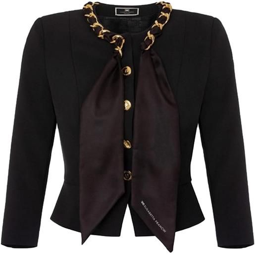 Elisabetta franchi giacca in crêpe con catena foulard colore nero