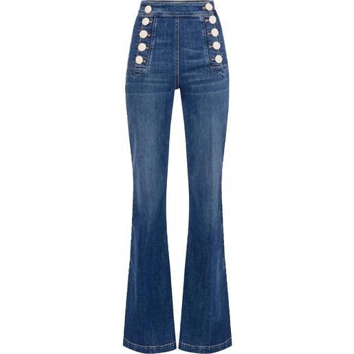 Elisabetta franchi jeans palazzo con bottoniera colore blu vintage